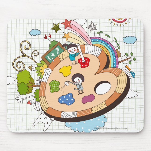 Kinder mit Malerpinseln Mousepad (Vorne)
