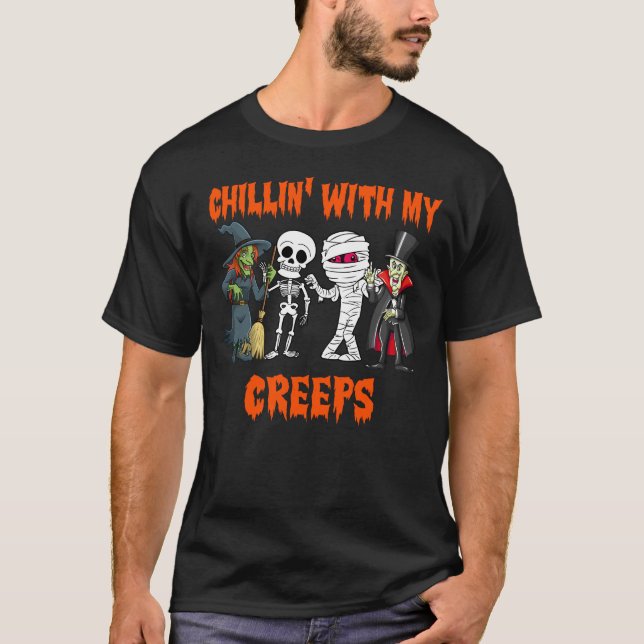 Kinder mit meinem Creeps-Vampir-Halloween-Skelett T-Shirt (Vorderseite)