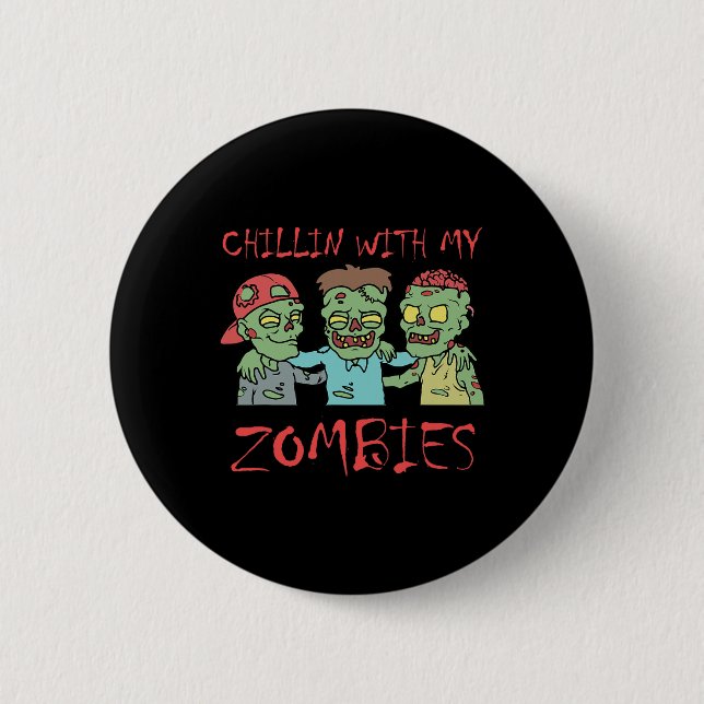 Kinder mit meinem Zombies Spaß Halloween Button (Vorderseite)