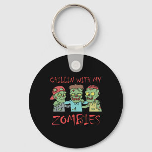 Kinder mit meinem Zombies Spaß Halloween Schlüsselanhänger