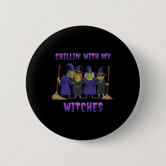 Kinder mit meinen Hexen Halloween Spaß Button (Vorderseite)