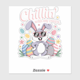 Kinder mit meinen Pieps Cool Osterhase Aufkleber