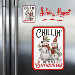 Kinder mit meinen Schneemännern Niedlicher Winters Magnet