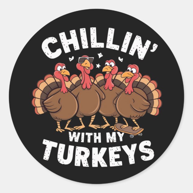 Kinder mit meinen Truthühner-Erntedank-Familienspe Runder Aufkleber (Vorderseite)