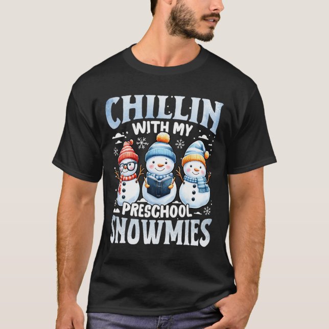 Kinder mit meiner Vorschulschneezeit Weihnachtsges T-Shirt (Vorderseite)