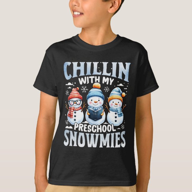 Kinder mit meiner Vorschulschneezeit Weihnachtsges T-Shirt (Vorderseite)