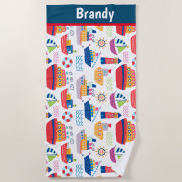 Kinder Mit Monogramm Boote Strandtuch