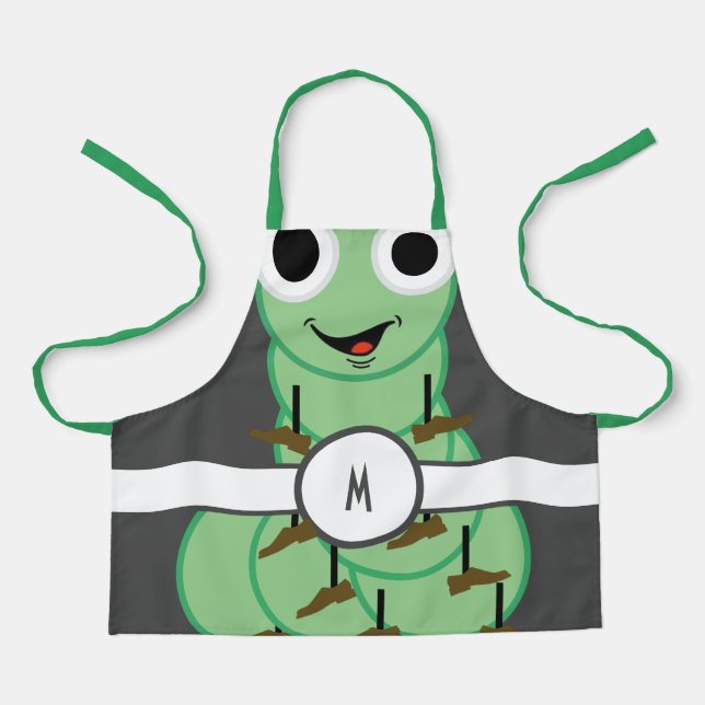 Kinder Mit Monogramm Raupe Schürze (Vorderseite)