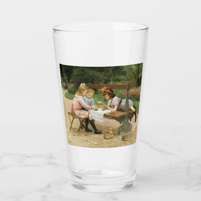 Kinder mit Nachmittagstee im Park Glas (Vorderseite)