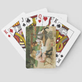 Kinder mit Nachmittagstee im Park Spielkarten