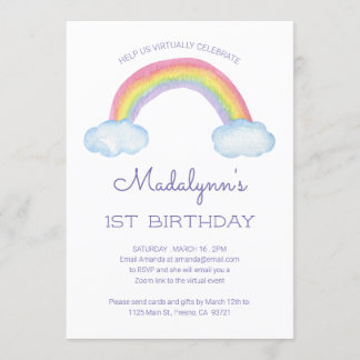 Kinder mit Regenbogen für Wasserfarben - Virtuelle Einladung