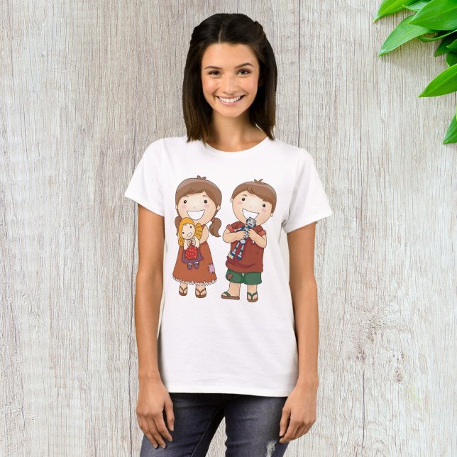 Kinder mit Spielzeug T-Shirt (Von Creator hochgeladen)