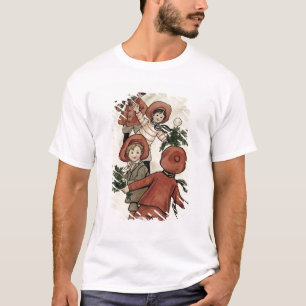 Kinder mit Stechpalmen-werfenden Schneebällen T-Shirt