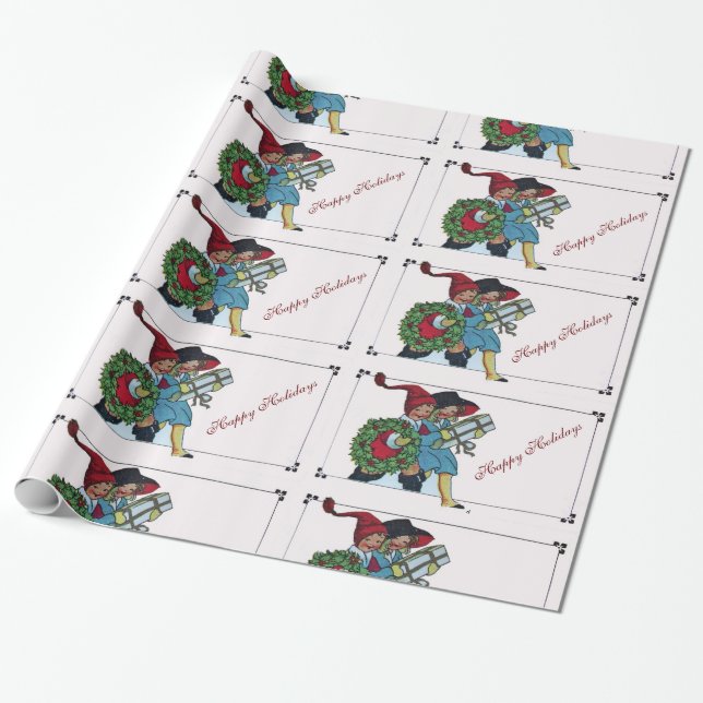 KINDER MIT WEIHNACHTSGESCHENKEN GESCHENKPAPIER (Ungerollt)