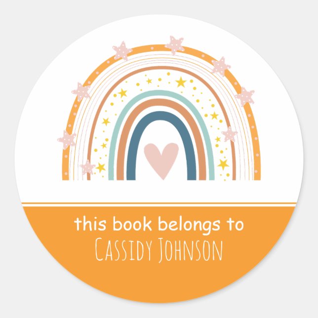 Kinder mit weißem und orangefarbenem Regenbogen Runder Aufkleber (Vorderseite)