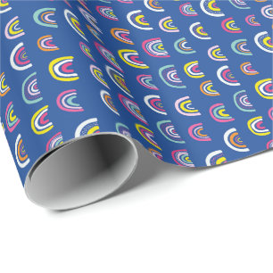 Kinder moderne blaue Regenbogenmuster Geschenkpapier
