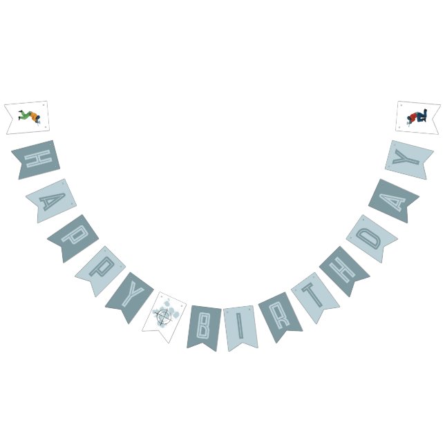 Kinder Moderne Blue Paintball Boys Geburtstag Wimpelkette (Alle)