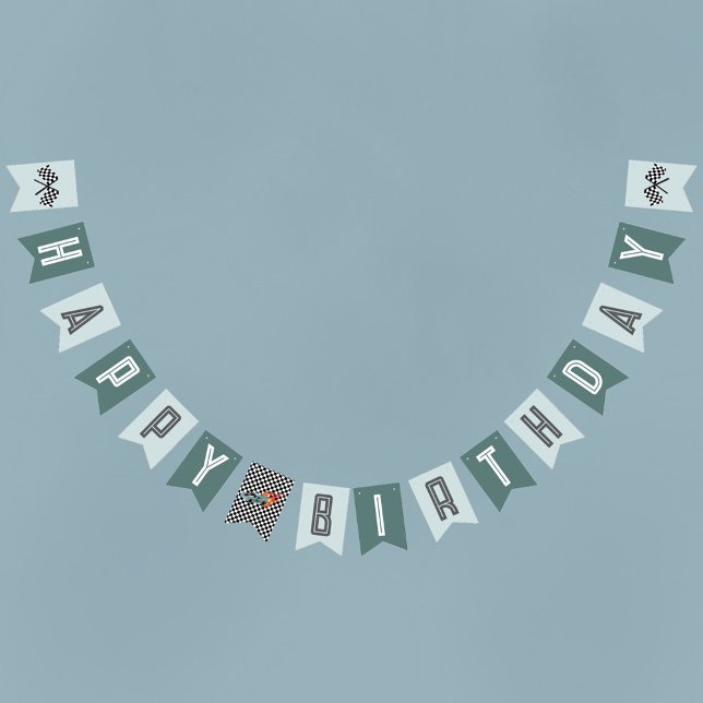 Kinder Moderne Blue Racing Car Boys Geburtstag Wimpelkette (Von Creator hochgeladen)