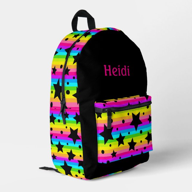 Kinder Moderne, hellrosa Regenbogenstars Bedruckter Rucksack (Rückseitige Ecke links)