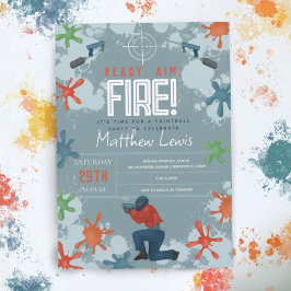 Kinder Moderne Paintball Boys Geburtstagsparty Einladung