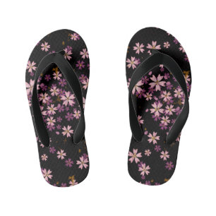 Kinder Moderner Lavendel Lila Wilde Blume auf schw Kinderbadesandalen