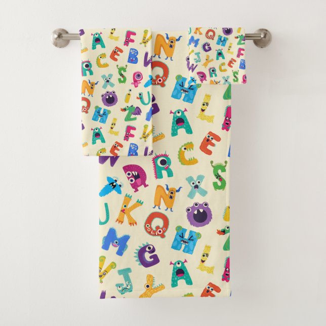 Kinder Monster ABC Albern Alphabet Monster Badhandtuch Set (Insitu)