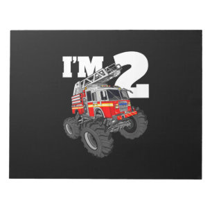 Kinder Monster Fire Truck 2. Geburtstag Junge 2 Kl Notizblock