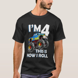 Kinder Monster Lkw 4. Geburtstag 4 Jahre Geburtsta T-Shirt