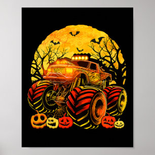 Kinder Monster LKW Halloween Kürbislaterne Boys T Poster