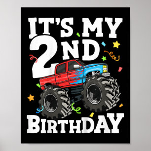 Kinder Monster LKW seinen 2. Geburtstag Junge zwei Poster