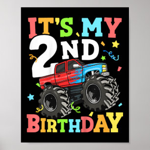 Kinder Monster LKW seinen 2. Geburtstag Junge zwei Poster