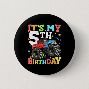 Kinder Monster LKW seinen 5. Geburtstag Junge 5 Fü Button