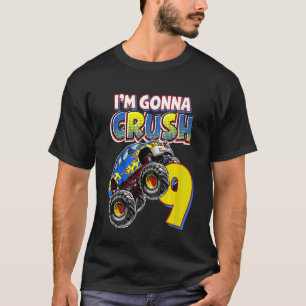 Kinder Monster Truck 9. Geburtstag 9 Jahre alt Bir T-Shirt