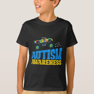 Kinder Monster Truck Puzzle Piece Autismus Bewusst T-Shirt