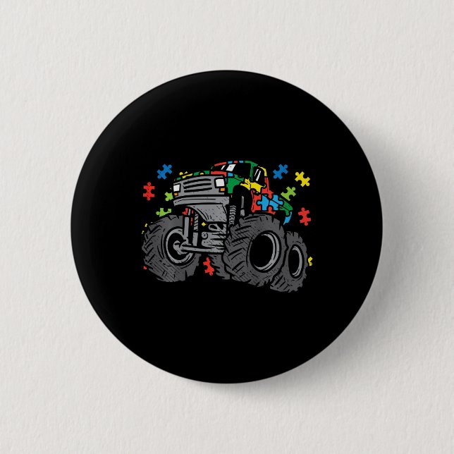 Kinder Monster Truck Puzzles Niedlich Kinder Autis Button (Vorderseite)