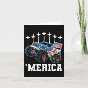 Kinder Monster Truck Usa Flagge Patriotische Klein Karte