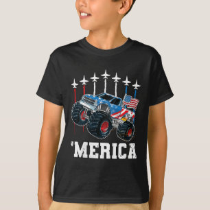 Kinder Monster Truck USA-Flagge Patriotische Klein T-Shirt