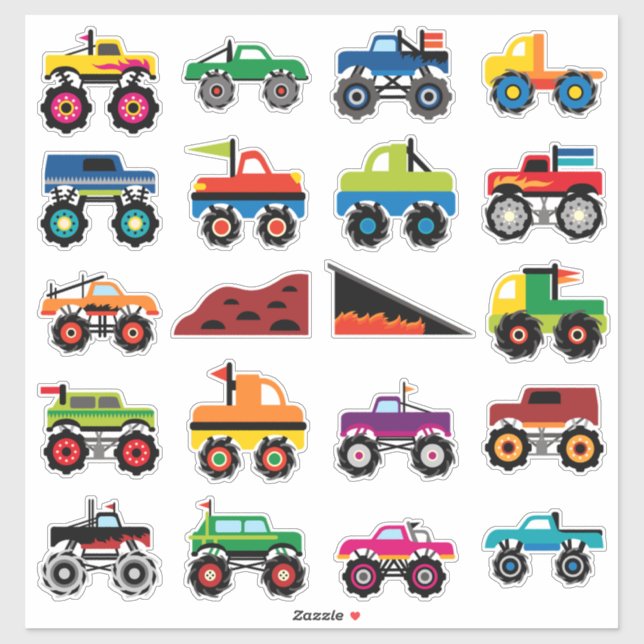Kinder Monster Trucks Aufkleber (Blatt)
