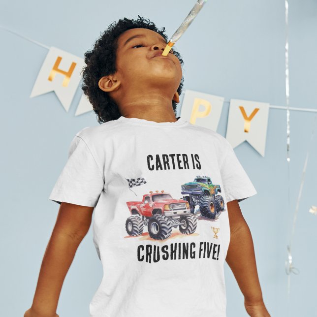 Kinder Monster Trucks Birthday T-Shirt (Von Creator hochgeladen)