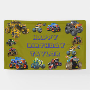 Kinder Monster Trucks Race Car Junge Geburtstagspa Banner