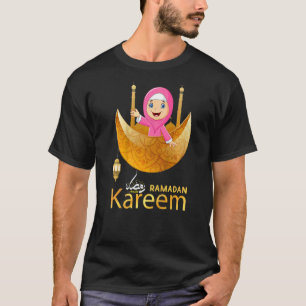 Kinder Muslim Hijabi Girl Fasting Ramadan Mubarak T-Shirt