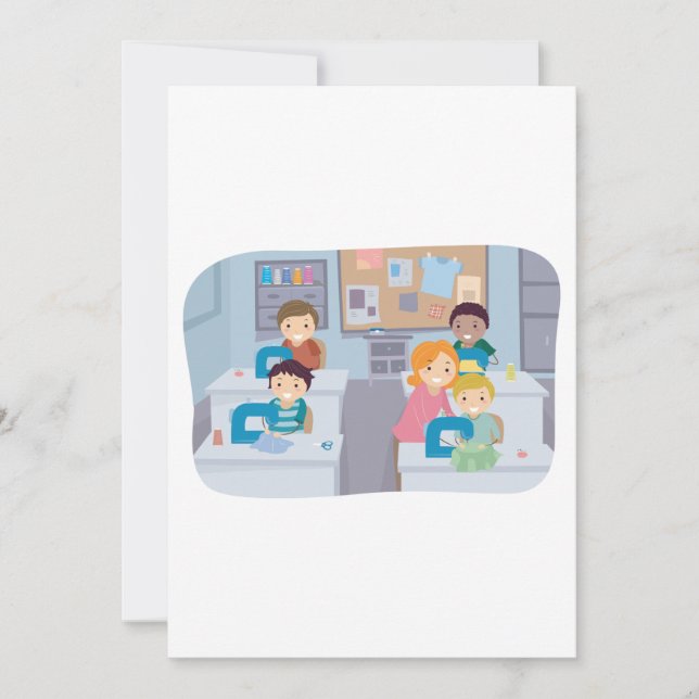 Kinder nähen Klasse Spaß beim Crafting und Lernen Einladung (Vorderseite)