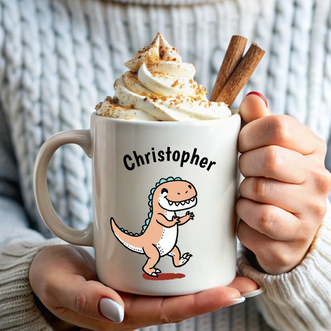 Kinder Name Funny Dinosaur Kaffeetasse (Von Creator hochgeladen)