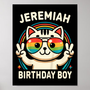 Kinder Name Jeremiah Birthday Boy Cat Poster