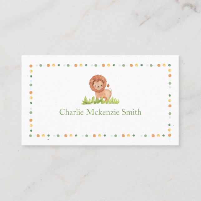 Kinder-Name-Karte (Löwe) Visitenkarte (Vorderseite)