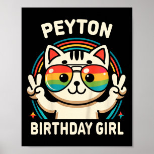 Kinder Name Peyton Birthday Girl Cat Poster
