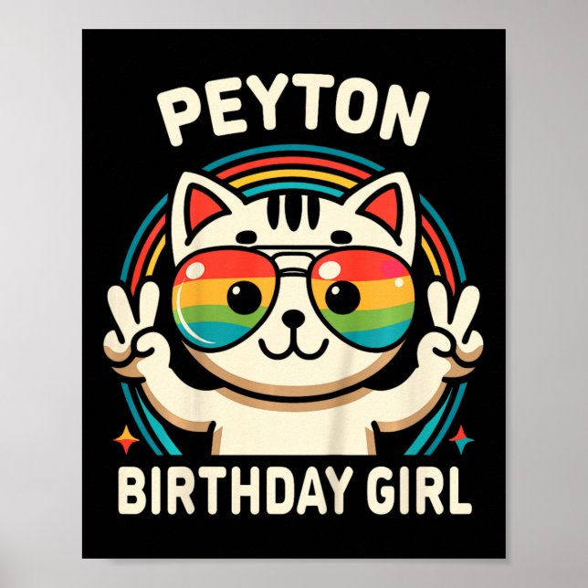 Kinder Name Peyton Birthday Girl Cat Poster (Vorne)