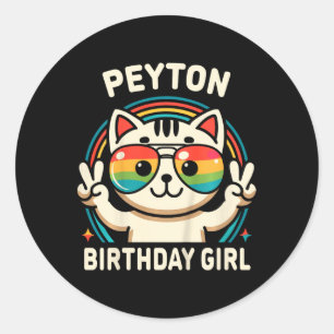 Kinder Name Peyton Birthday Girl Cat Runder Aufkleber