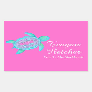 Kinder nannten Identifikations-Schildkröteherzen Rechteckiger Aufkleber