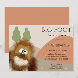 Kinder Natur Big Foot/ Sasquatch Geburtstagsparty Einladung